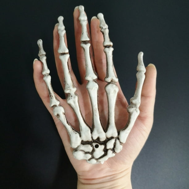 2Pcs Halloween Skull Skeleton Human Hand Bone Terror Adult Scary Prop Decor XR